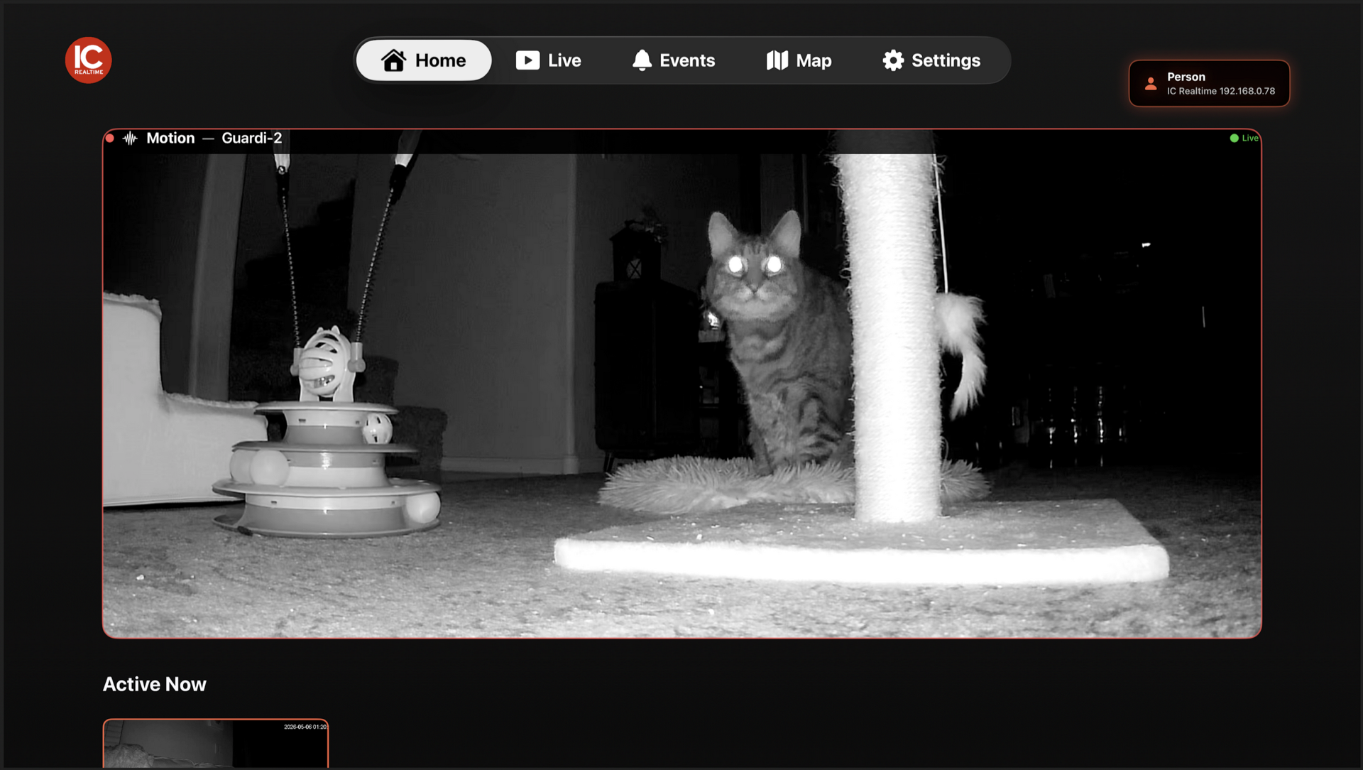 Home tab hero camera with live event border